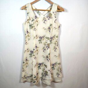 Scarlett Women's Size 6 Floral Polyester Beige Sleeveless Mini‎ Dress
